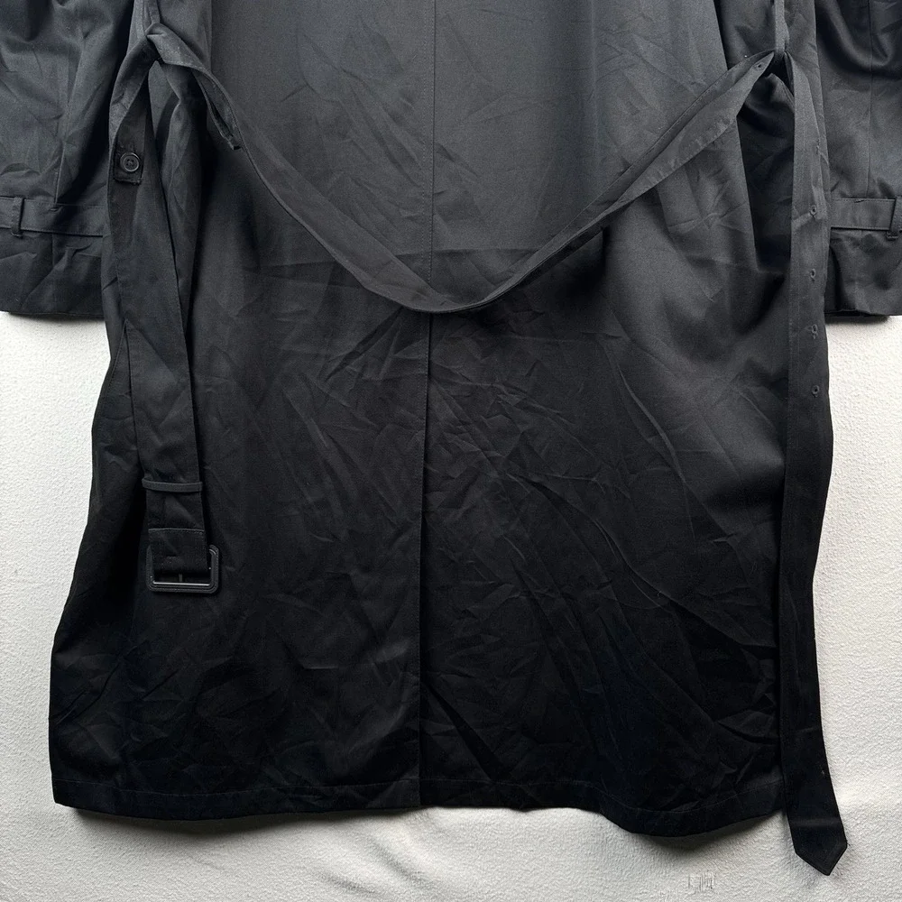 Ralph Lauren Black Trench Coat OverCoat Quilted Cotton Blend Lined Insulated 48R